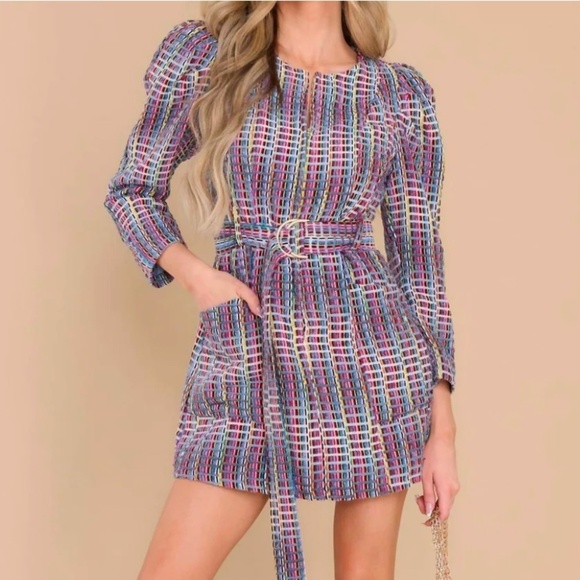 Queen of Sparkles Denim Tweed Dress Size L - NWOT - Picture 1 of 9
